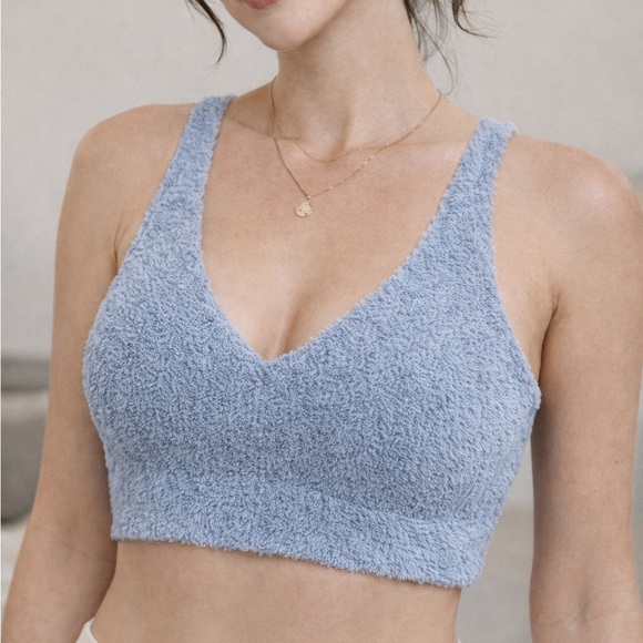 Urban Outfitters Other - Urban Outfitters Out From Under Fuzzy Blue Bralette Size L Cozy Lounge Y2K